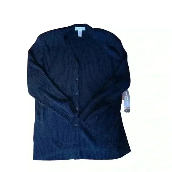 Jones New York Woman Plus Black Cardigan Sweater with Pockets - Picture 3 of 11
